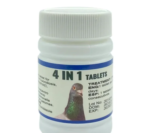 4 in 1 Tablets for Pigeons - For Cocci, E. Coli, Salmonella & Canker